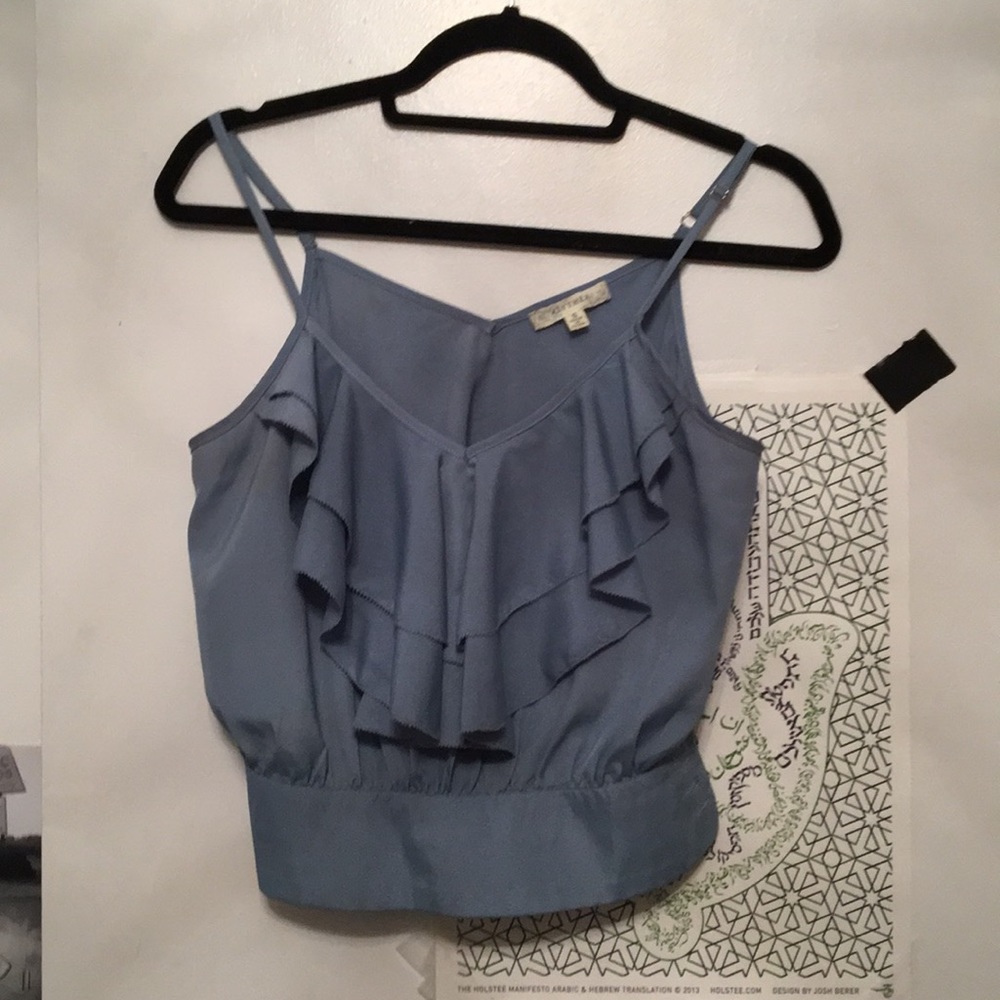 Blue ruffled Alythea top